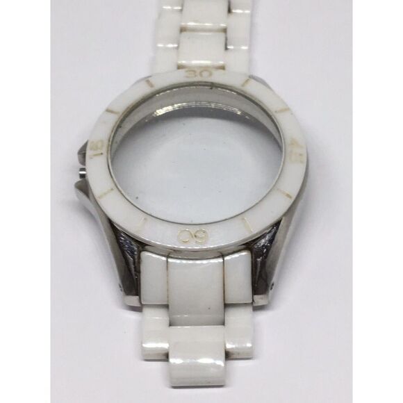 Michael Kors Ceramic Watch Bracelet Case Links Parts Band 18mm White A628 - Picture 2 of 9
